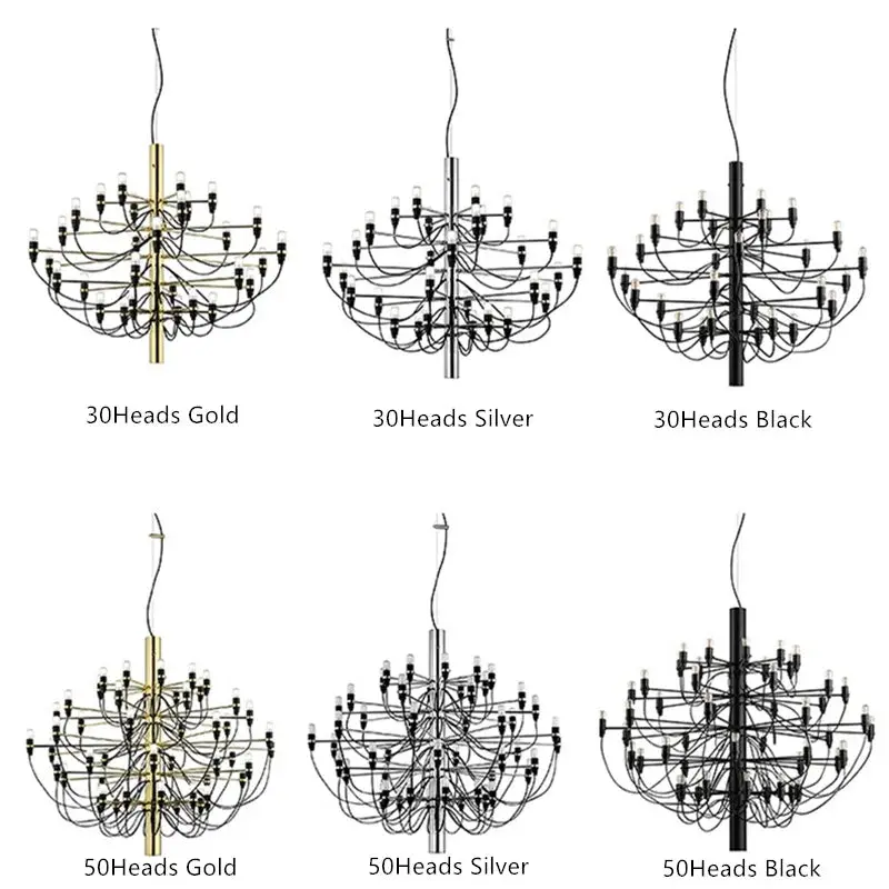 Gino Sarfatti Style Led Pendant Chandelier Black/Silver/Gold - Image 8