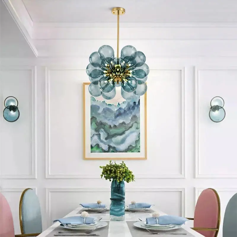 Glass Bubble Ceiling Light Pink & Blue & White