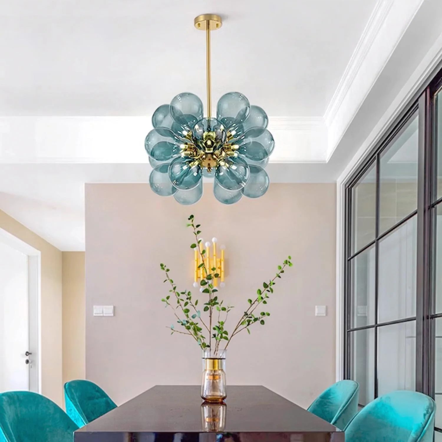 Glass Bubble Ceiling Light Pink & Blue & White - Image 3