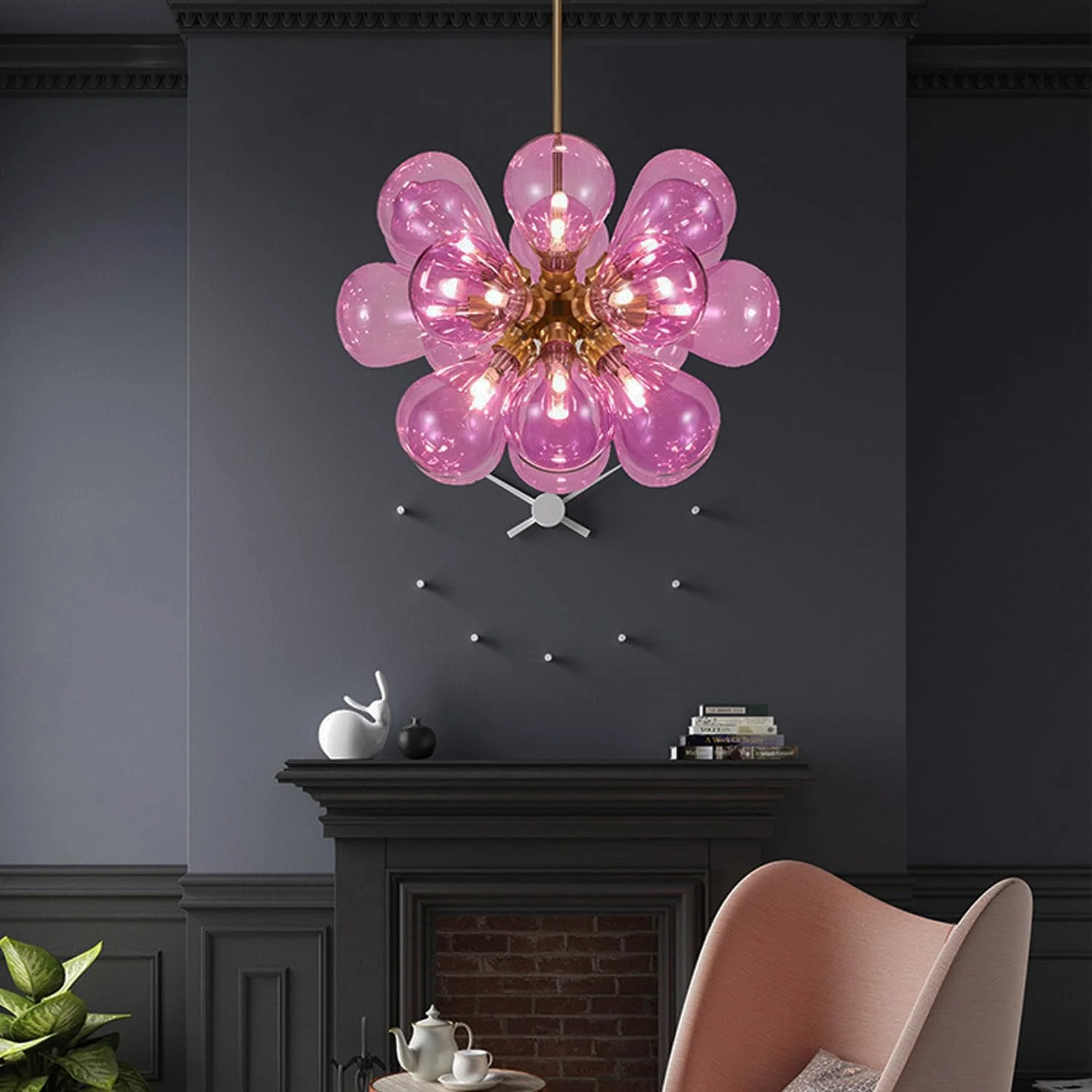 Glass Bubble Ceiling Light Pink & Blue & White - Image 5