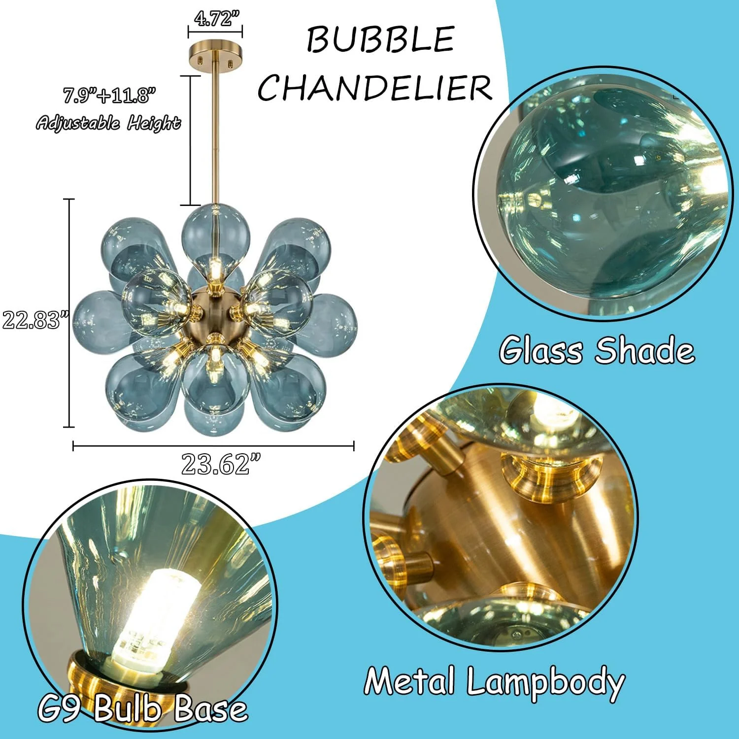 Glass Bubble Ceiling Light Pink & Blue & White - Image 8