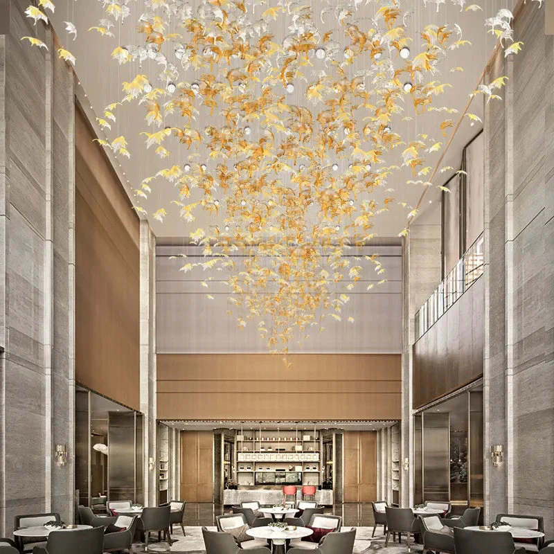 Glass Maple Leaf Hanging Light for Staircase - Image 2