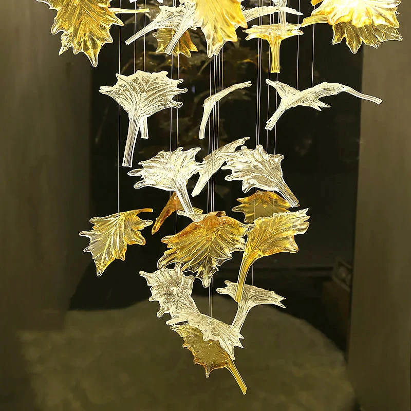 Glass Maple Leaf Hanging Light for Staircase - Image 3