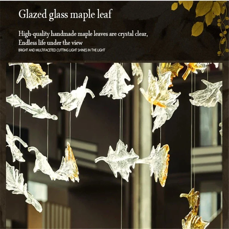 Glass Maple Leaf Hanging Light for Staircase - Image 4