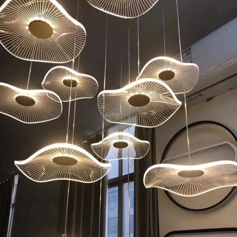 Gold Acrylic Flower Led Chandelier For Stairwell, Staircase - Image 5