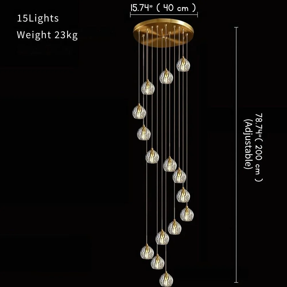 Gold Crystal Ball Chandelier for High Ceiling & Staircase - Image 10