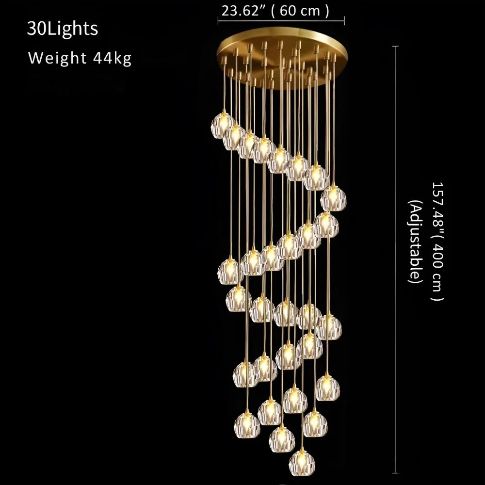 Gold Crystal Ball Chandelier for High Ceiling & Staircase - Image 12