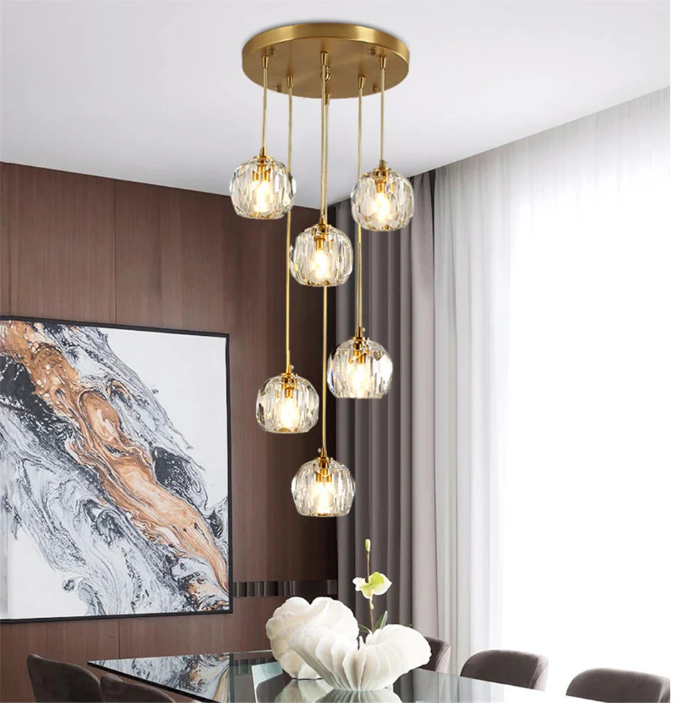 Gold Crystal Ball Chandelier for High Ceiling & Staircase - Image 4