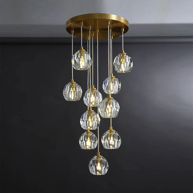 Gold Crystal Ball Chandelier for High Ceiling & Staircase - Image 5