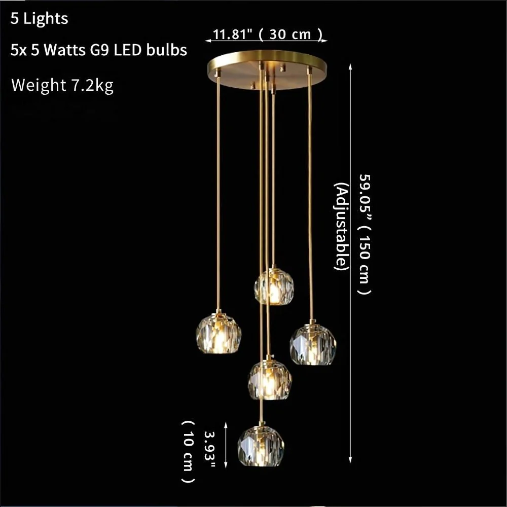 Gold Crystal Ball Chandelier for High Ceiling & Staircase - Image 8
