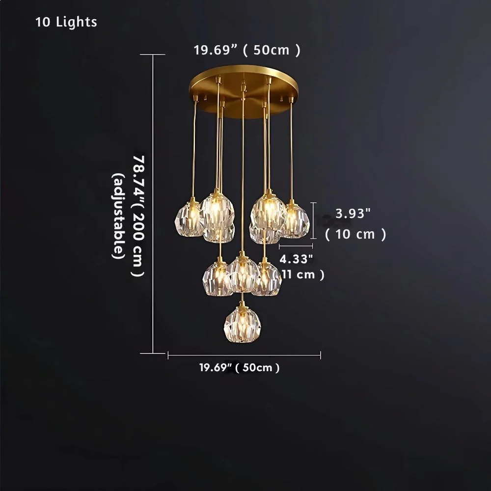 Gold Crystal Ball Chandelier for High Ceiling & Staircase - Image 9