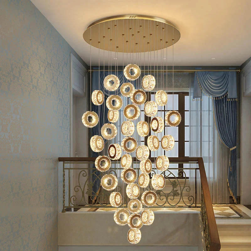 Gold Crystal Spiral Chandelier for Staircase Foyer - Image 3
