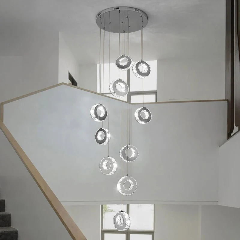 Gold Crystal Spiral Chandelier for Staircase Foyer - Image 4