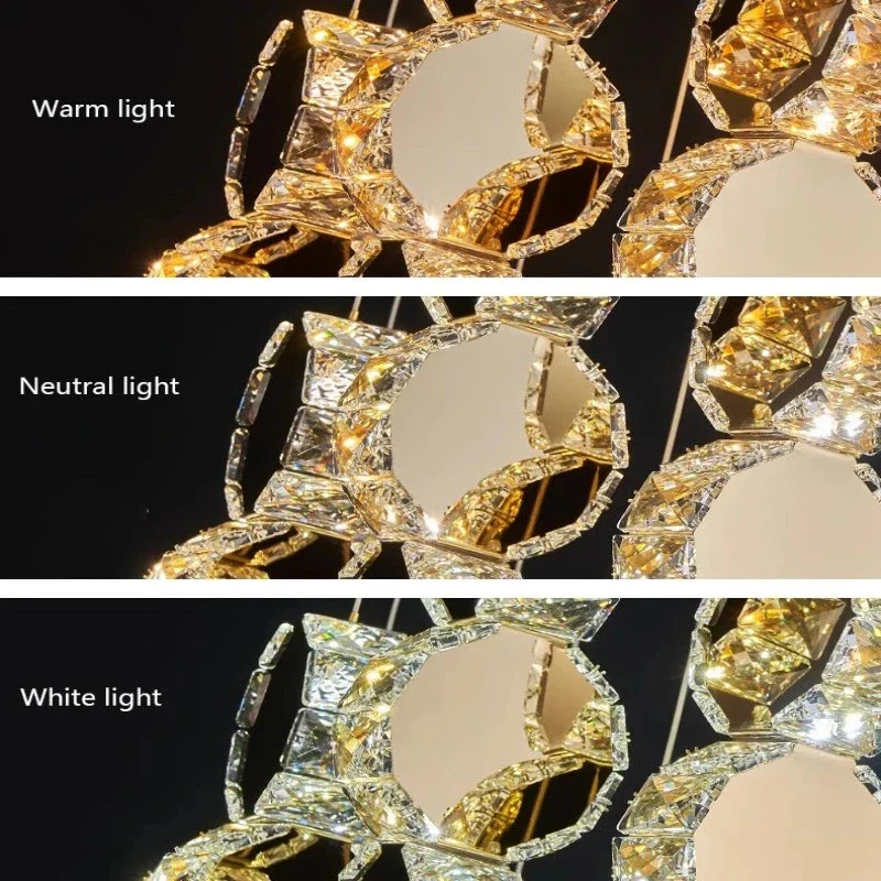Gold Dimmable High Ceiling Crystal Chandelier - Image 5
