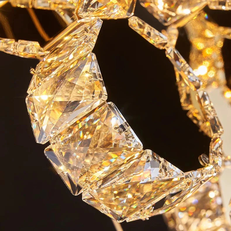 Gold Dimmable High Ceiling Crystal Chandelier - Image 6