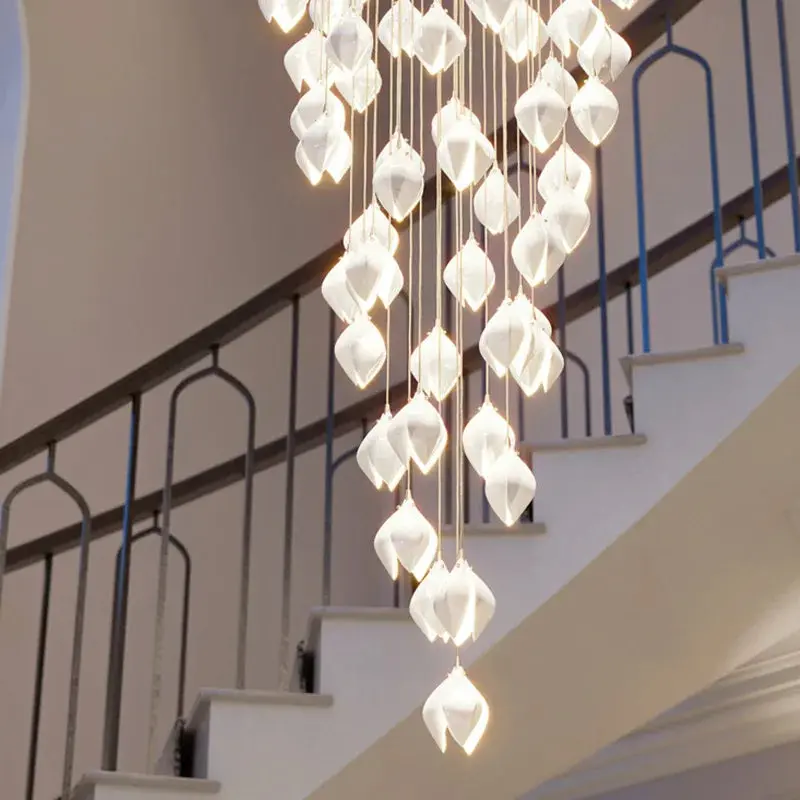 Ceramic Magnolia Staircase Chandelier 6/9/18/36 Lights - Image 6
