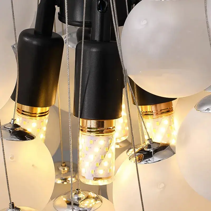 Indoor White Glass Bubble Pendant Ceiling Fixture - Image 5