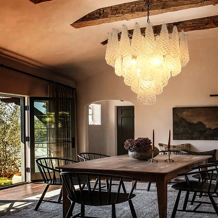 Jia Vintage Glass Water Drop Staircase Chandelier - Image 3