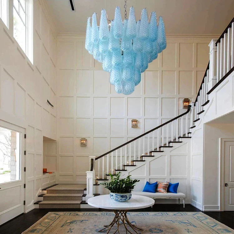 Jia Vintage Glass Water Drop Staircase Chandelier - Image 4