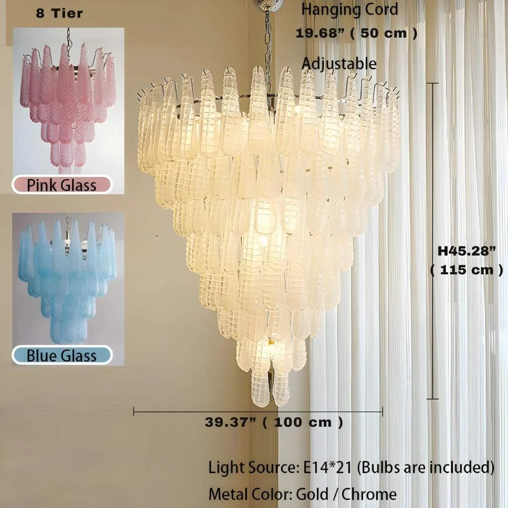 Jia Vintage Glass Water Drop Staircase Chandelier - Image 6