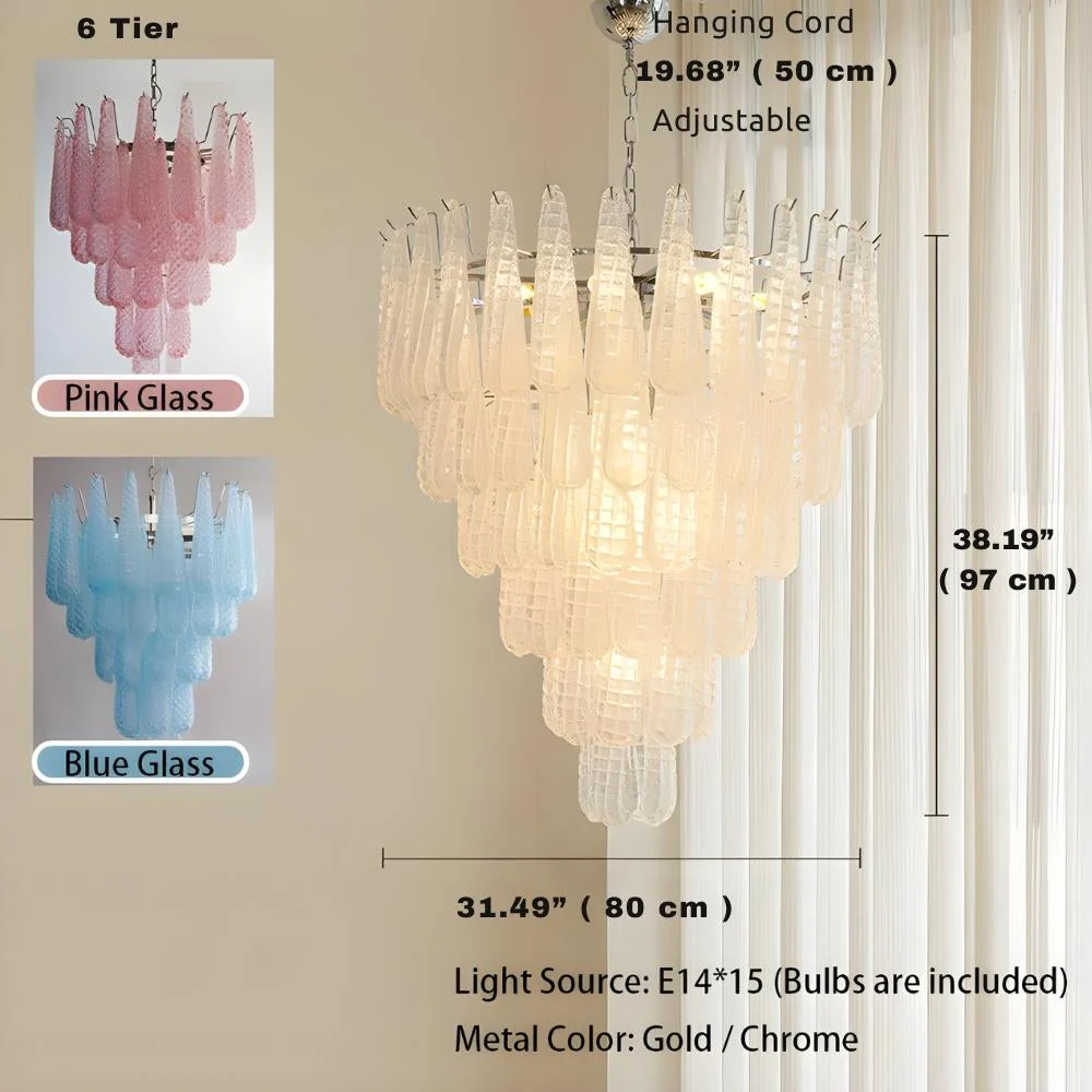 Jia Vintage Glass Water Drop Staircase Chandelier - Image 7