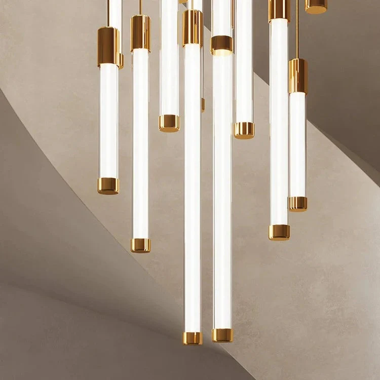 Kate Modern Gold Tube LED Staircase Chandelier - Image 3