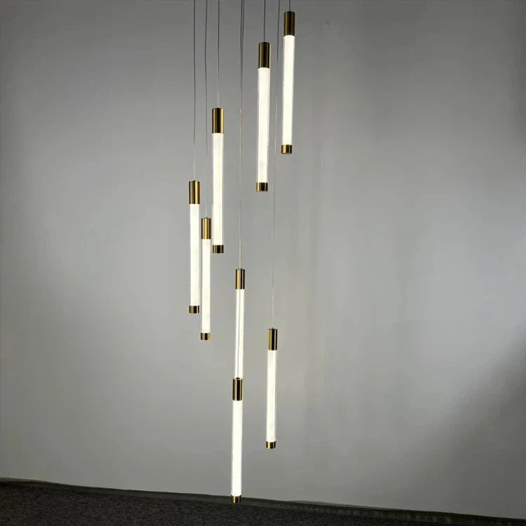 Kate Modern Gold Tube LED Staircase Chandelier - Image 4