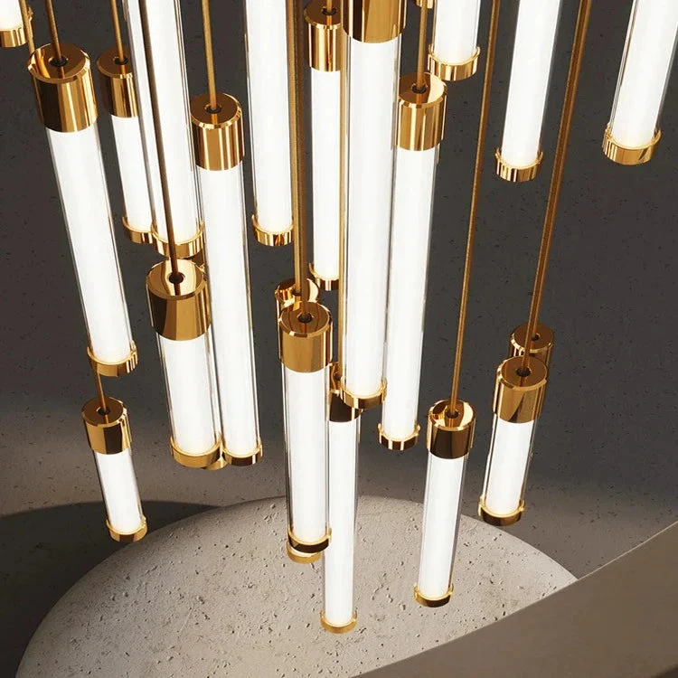 Kate Modern Gold Tube LED Staircase Chandelier - Image 5