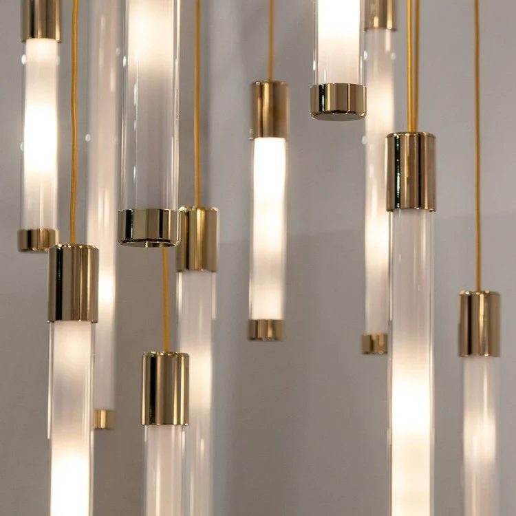 Kate Modern Gold Tube LED Staircase Chandelier - Image 6