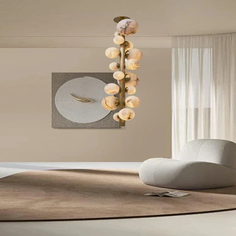 Leila Modern Marble Ball Vertical Liner Chandelier - Image 2