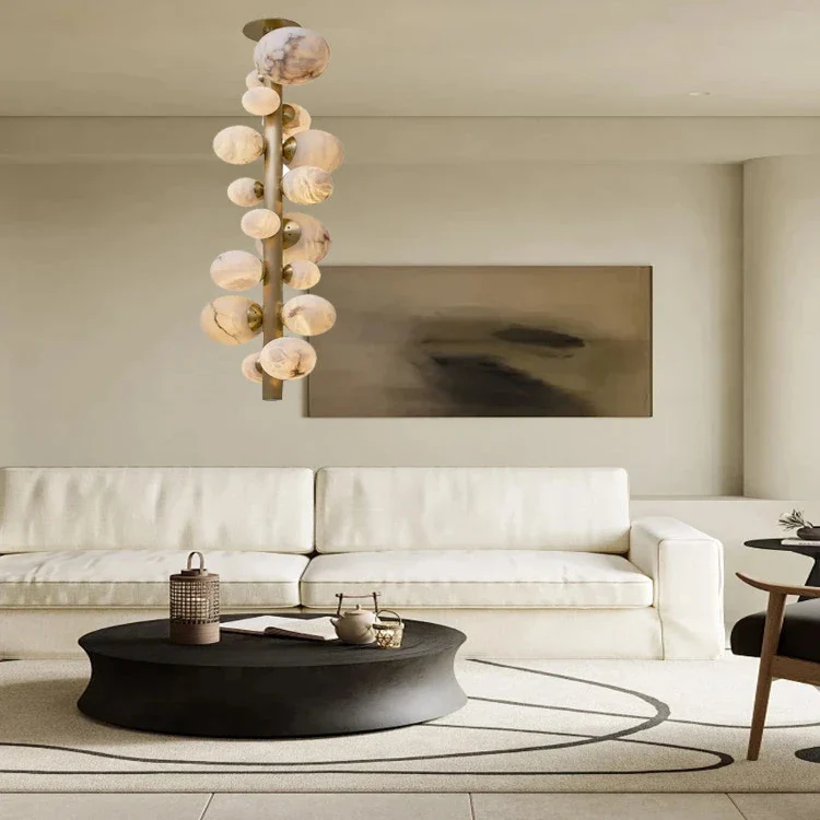 Leila Modern Marble Ball Vertical Liner Chandelier - Image 3