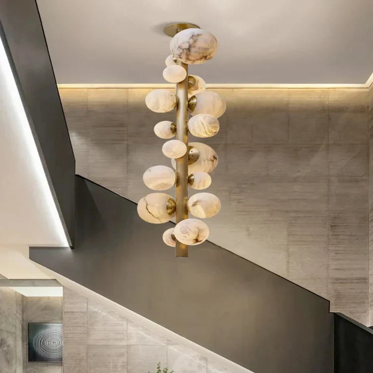 Leila Modern Marble Ball Vertical Liner Chandelier - Image 4
