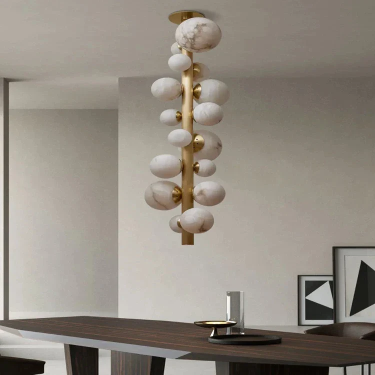Leila Modern Marble Ball Vertical Liner Chandelier - Image 5