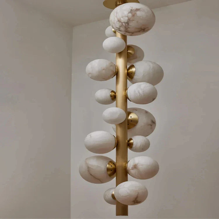 Leila Modern Marble Ball Vertical Liner Chandelier - Image 6
