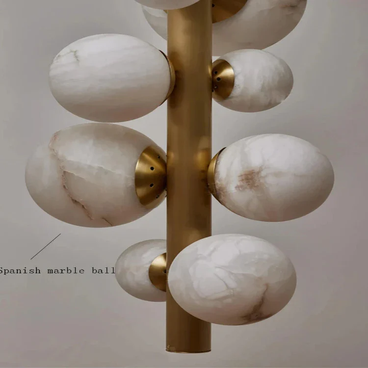 Leila Modern Marble Ball Vertical Liner Chandelier - Image 7