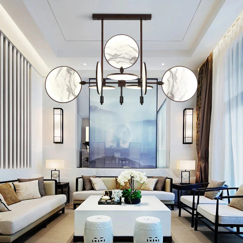 Lesley Modern Art Glass Disc Chandelier