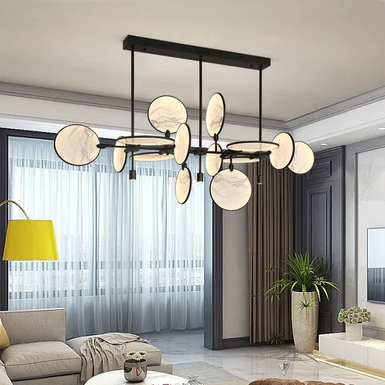 Lesley Modern Art Glass Disc Chandelier - Image 2