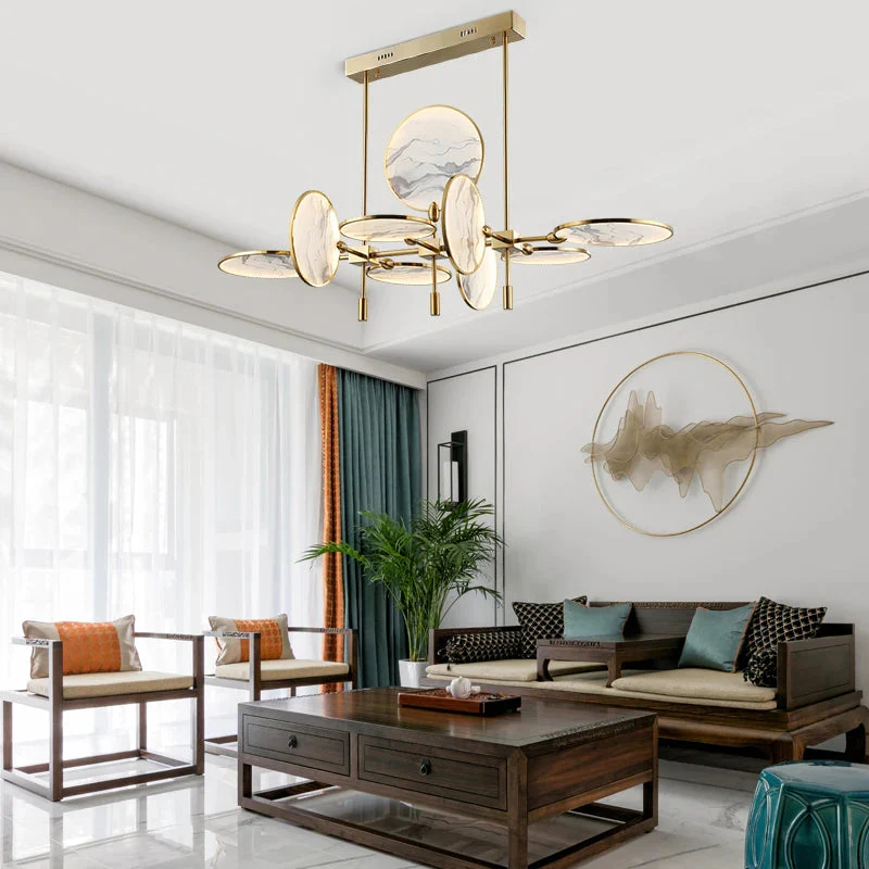 Lesley Modern Art Glass Disc Chandelier - Image 4