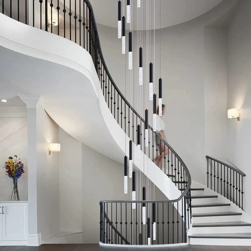 Lum Modern Black Foyer Chandelier For High Ceiling - Image 2