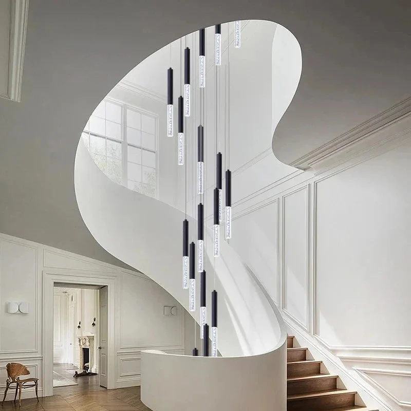Lum Modern Black Foyer Chandelier For High Ceiling - Image 3