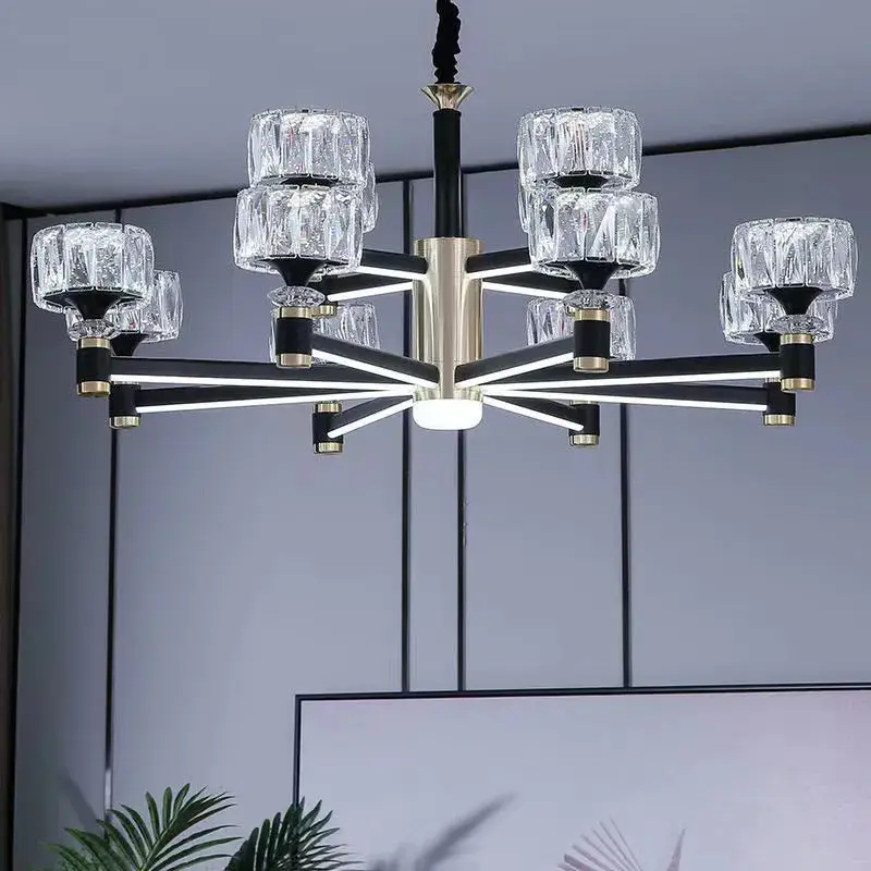 Luxury Led Crystal Chandelier Black/Gold Color - Image 3