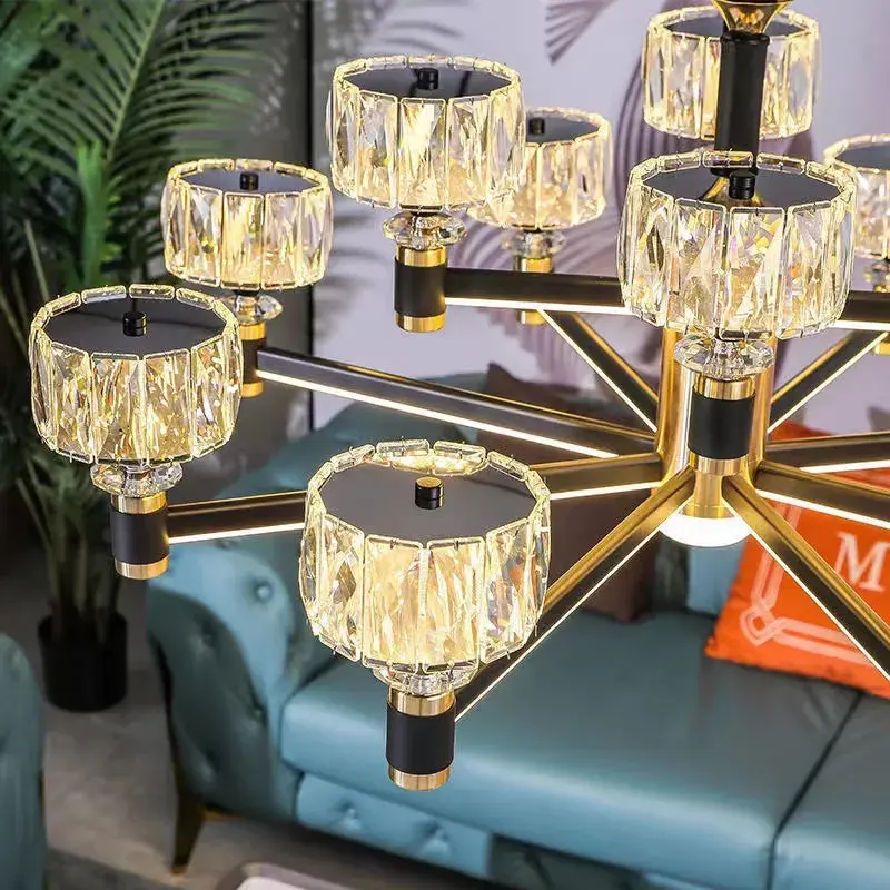 Luxury Led Crystal Chandelier Black/Gold Color - Image 5
