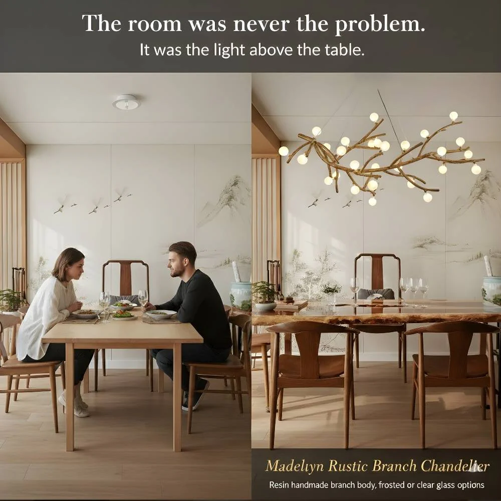 Madelyn Rustic Branch Chandelier Frosted/Clear Ball - Image 6