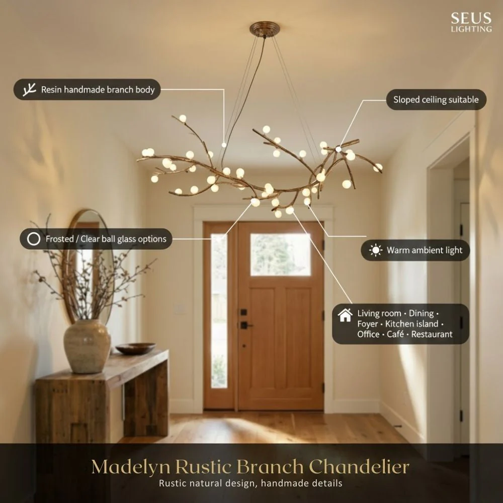 Madelyn Rustic Branch Chandelier Frosted/Clear Ball - Image 7