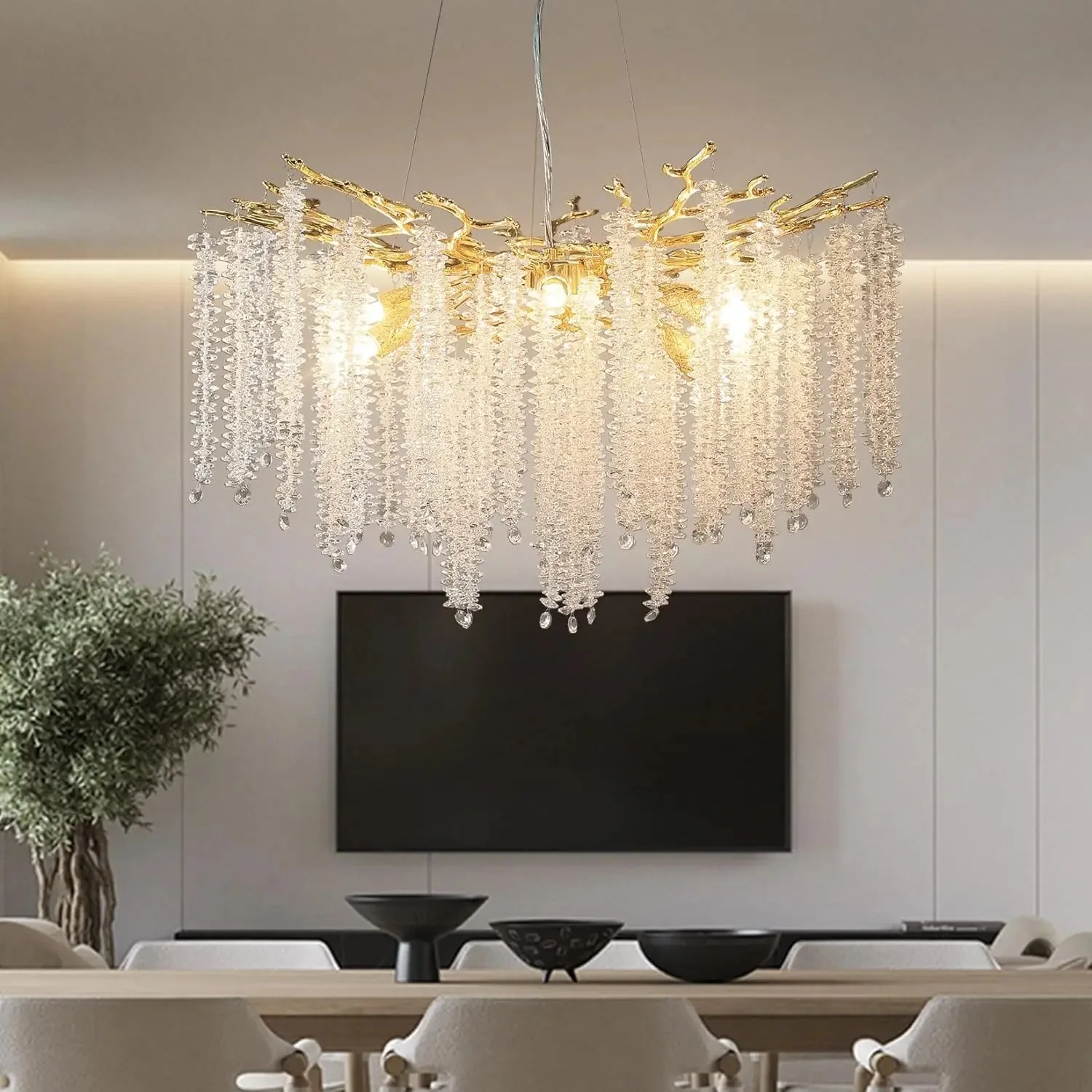 Mia Luxury Round Branch Crystal Ceiling Chandelier - Image 3