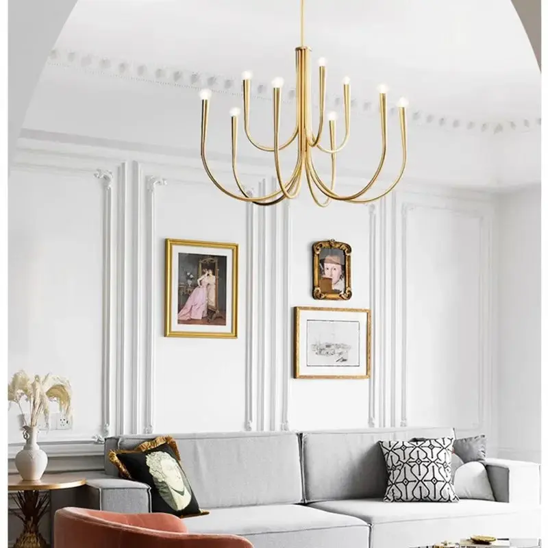 Mid-Century 6/9 Light Curved Candle Chandelier - Image 3