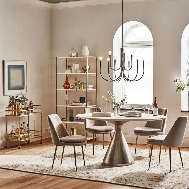 Mid-Century 6/9 Light Curved Candle Chandelier - Image 4
