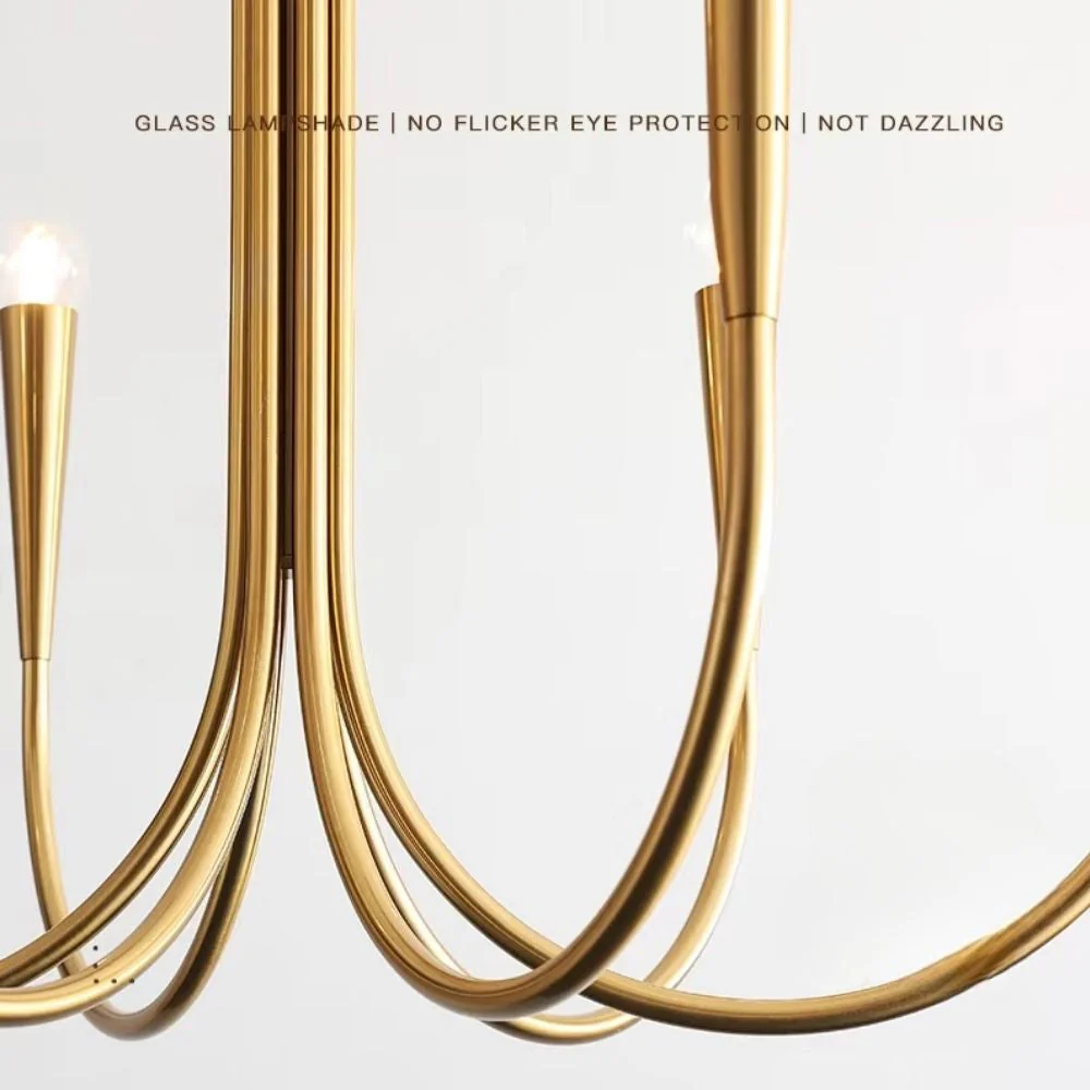 Mid-Century 6/9 Light Curved Candle Chandelier - Image 6