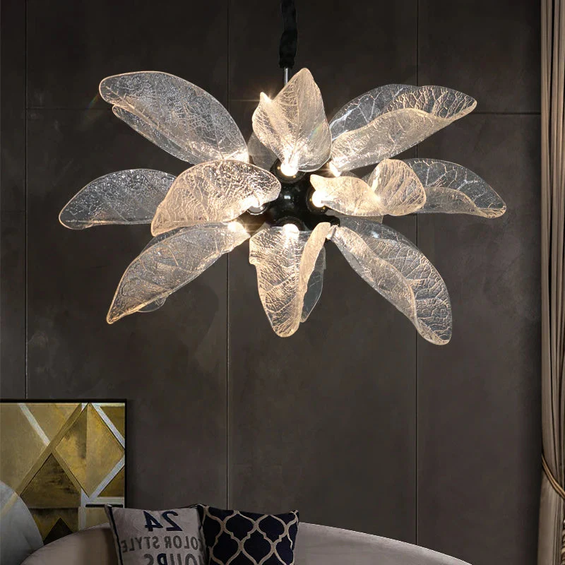 Milen Modern Crystal Leaf Chandelier - Black/Gold - Image 2