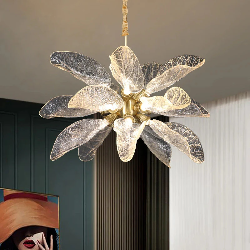 Milen Modern Crystal Leaf Chandelier - Black/Gold - Image 3